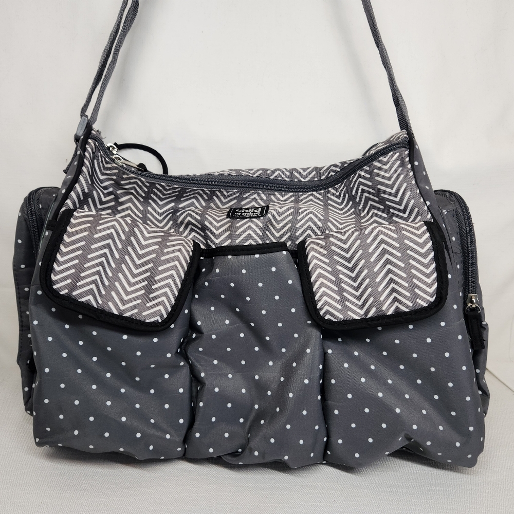 Child Of Mine Carters Diaper Crossbody Bag Gray Polka Dots